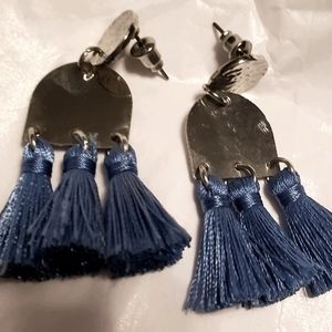 Blue and silver 💙 tassel earrings